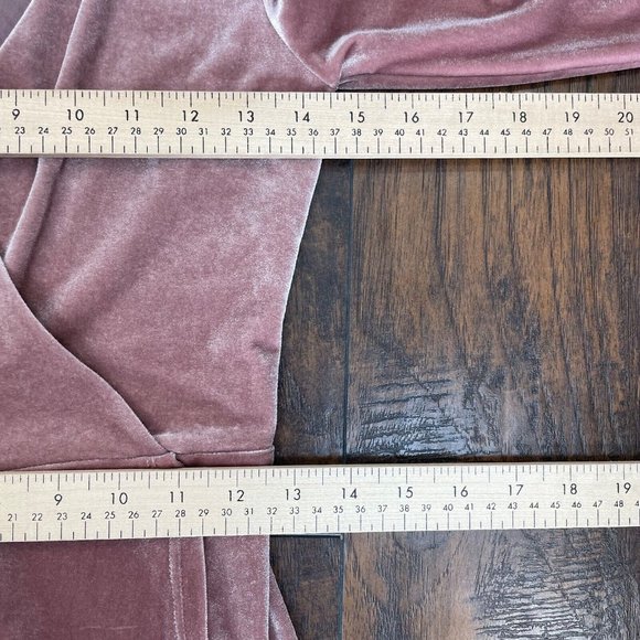 Urban Outfitters Romper XS Dusty Pink Velvet Wrap-Front Long Sleeve Stretch - Picture 10 of 16